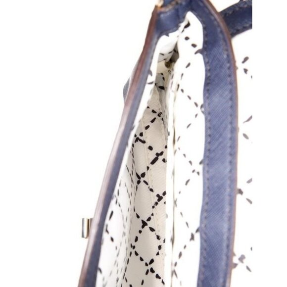 Kate Spade Navy Crossbody Bag With Gold Turn-Lock Closure & Patterned Interior - Picture 5 of 5